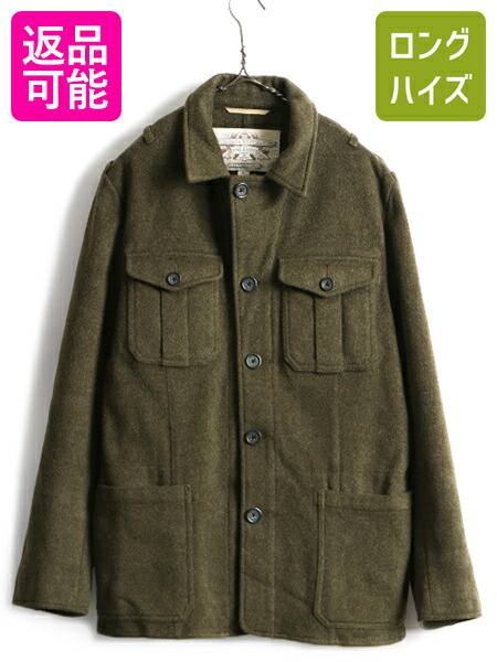バナナリパブリック Banana Republic Safari Travel 4ポケット ウール サファリ ジャケット メンズ M 古着 コート オリーブ カーキ Us古着 中古 男性 ハンティング ウールジャケット カバーオール ワーク ブッシュジャケット ジャンパー ブルゾン メルトン アメカジ