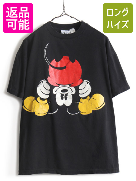 最高級 90s 人気 黒 ディズニー オフィシャル ミッキー マウス プリント 半袖 Tシャツ メンズ レディース L 程 古着 90年代 Disney キャラt 中古 90 S オールド ミッキーマウス 半袖tシャツ プリントtシャツ プリントt キャラクター 男女兼用 クルーネック ブラック