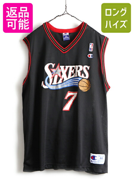 市場 7 00s 人気 Champion メンズ チャンピオン 最大半額p10倍 Nba L オールド 古着 10 ゲームシャツ セブンティシクサーズ 24h限定 黒 タンクトップ