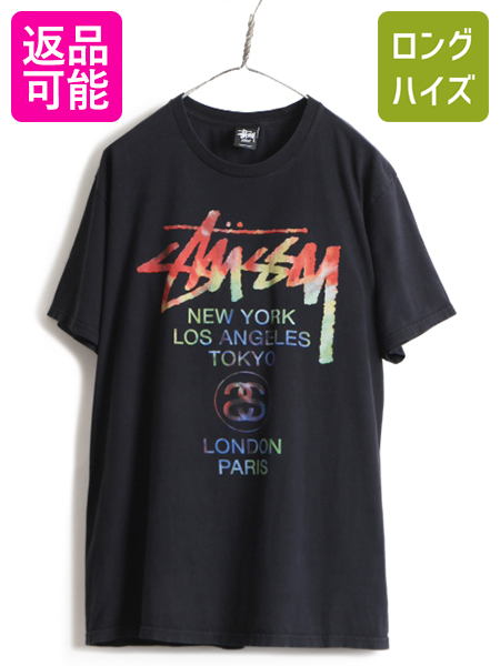 大切な 00s 人気 黒 ステューシー ワールドツアー 両面 プリント 半袖 Tシャツ メンズ L 00年代 オールド Stussy ロゴtシャツ プリントt 中古 古着 00 S 半袖tシャツ ロゴt プリントtシャツ サーファー Ssリンク ストックロゴ ストリート クルーネック スケート ブラック