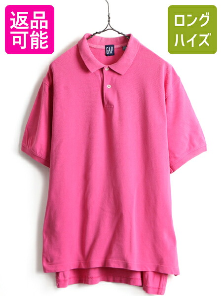 90s ■ OLD GAP オールド ギャップ 鹿の子 半袖 ポロシャツ ( メンズ L ) 古着 90年代 半袖シャツ ビッグシルエット 旧タグ 無地 ピンク| 中古 90's 半袖ポロシャツ 鹿の子ポロシャツ カジュアルシャツ 無地シャツ コットン カノコ ショッキングピンク アメカジ US古着