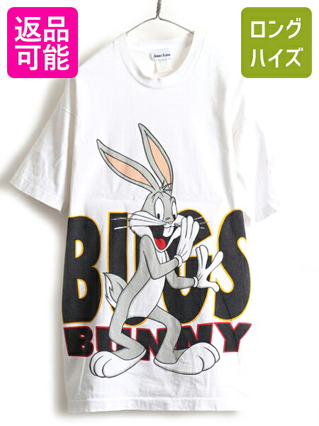 【4/12 24h限定777円OFFクーポン!】 90s USA製 ■ ワーナー バックスバニー 大判 プリント 半袖 Tシャツ ( メンズ レディース XL 程) 古着 90年代 ルーニー テューンズ キャラ| 中古 90's オールド アメリカ製 オフィシャル 半袖Tシャツ プリントTシャツ シングルステッチ