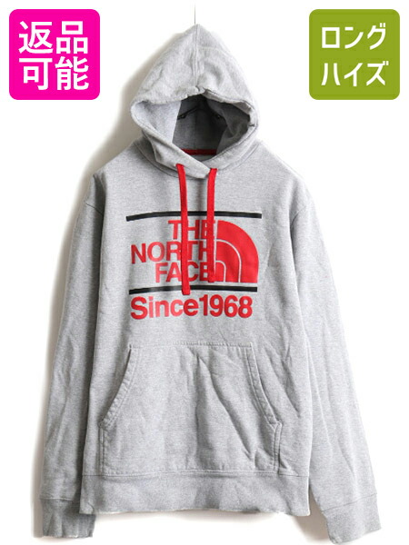 ノースフェイス プリント スウェット フード パーカー メンズ L / アウトドア 裏起毛 プルオーバー トレーナー シンプル チャコール グレー main image 0