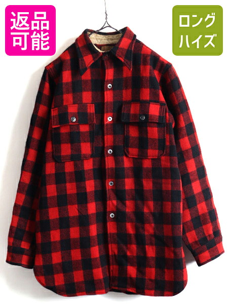 【7/21 400円OFFクーポン&times;ポイント5倍】 40s 50s ★ E&W チェック 長袖 ウール CPO シャツ ( メンズ M 程) 古着 ビンテージマチ付き ブロック シャツジャケット バッファロー 赤 黒| 中古 40's 50's 40年代 50年代 長袖シャツ チェックシャツ CPOシャツ ウールシャツ ポケ｜古着ヴィンテージショップLong his 10,153円
