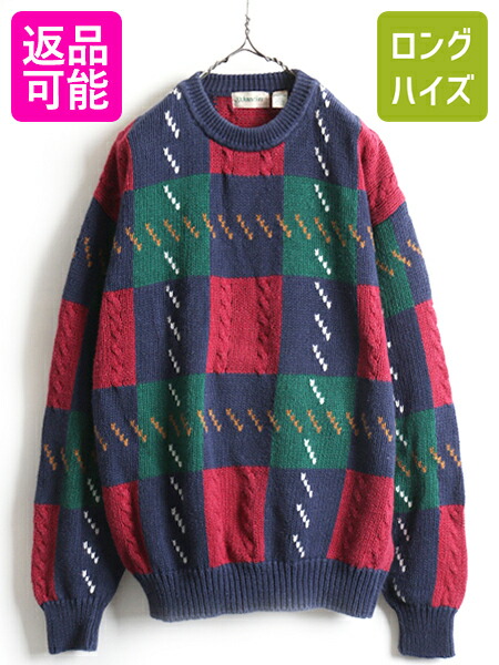 90s セントジョーンズベイ クルーネックニット セーター Lサイズ 80s 90s セントジョンズベイ アクリル チャンキー ニット