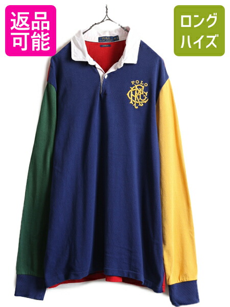 POLOポロラルフローレン　長袖ラガーシャツ　ウェアー　大きめXXLサイズ　紺白 楽天市場】90s 大きいサイズ XL □ POLO ポロ ラルフローレン