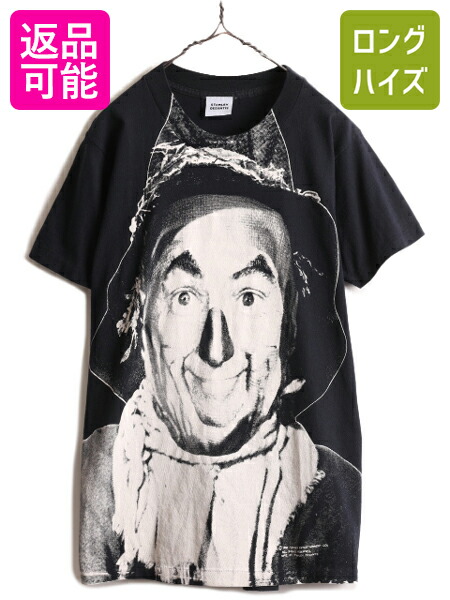 90s USA製 ★ オズの魔法使い カカシ 大判 プリント Tシャツ ( メンズ M ) The WIZARD of OZ 映画 ムービー オフィシャル キャラクター 黒| 古着 中古 アメリカ製 90's 90年代 オフィシャル キャラ ブラック シングルステッチ ムービーT 半袖Tシャツ プリントT ミュージカル