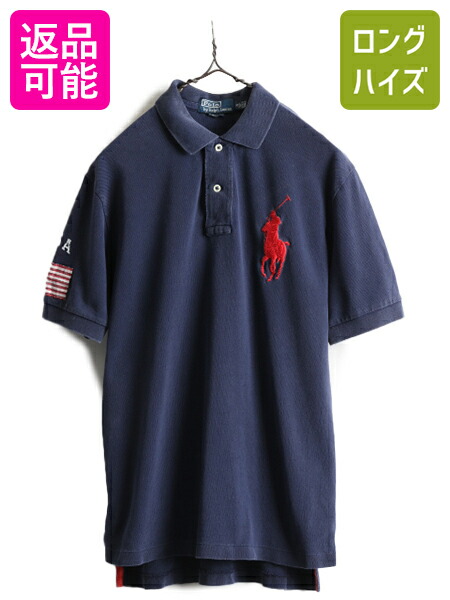 楽天市場】ビッグポニー ボーイズ L □ POLO ポロ ラルフローレン 鹿の子 半袖 ポロシャツ ( メンズ レディース 160cm 程) 星条旗  半袖シャツ 紺 白| 古着 中古 ラルフ RALPH LAUREN キッズ 半袖ポロシャツ カジュアルシャツ カノコ ネイビー ホワイト ワンポイント  刺繍