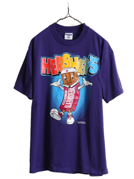 90s ■ HERSHEY'S キャラクター プリント 半袖 Tシャツ メンズ L 程 90年代 ハーシーズ 企業物 イラスト グラフィック オフィシャル 当時物| 古着 中古 90's アメリカ製 オールド 企業 ヘビーウェイト プリントTシャツ ロゴT ロゴT
                  