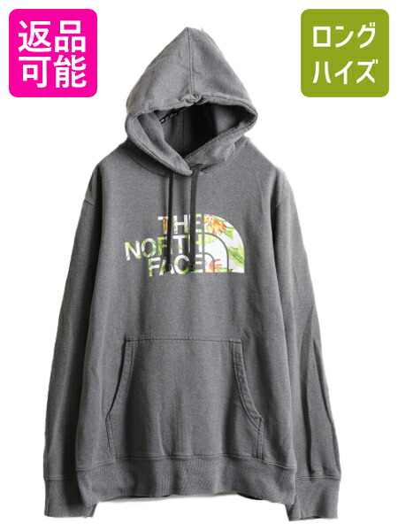 ノースフェイス プリント スウェット フード パーカー メンズ L / 古着 The North Face スエット プルオーバー 裏起毛 トレーナー ブルー main image 1