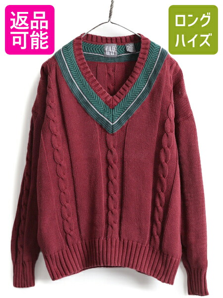 【美品】90s old gap コットンニット カーディガン 紺 XL 古着 y-spd14y23n1ze56e.jpg
