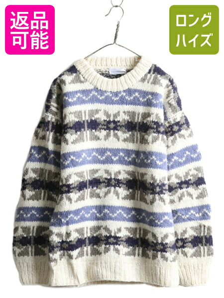 楽天市場】手編み エクアドル製 ☆ ISHKA ロールネック 両面 花 ウール