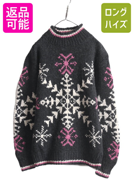 Woolrich 鹿柄 ニットセーター Lサイズ相当　80s 90s USA製 PLUM 鹿柄 ノルディック柄 ウールニット セーター L