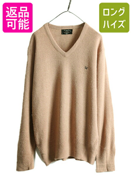 80s USA製 JCPENNEY THE FOX Vネック アクリル ニット セーター メンズ レディース L 古着 ヴィンテージ JCペニー フォックス ワンポイント main image 0