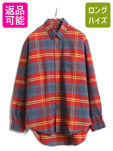 2000年製 OLD GAP BDシャツ タータン風 チェック柄 L A281 90s OLD GAP BD SHIRT ボタンダウンシャツ ブルーチェック柄 L