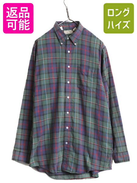 80s-90s L.L.Beanエルエルビーン ストライプ 長袖シャツ USA製 80年代 USA製 L.L.Bean エルエルビーン 長袖 ストライプシャツ
