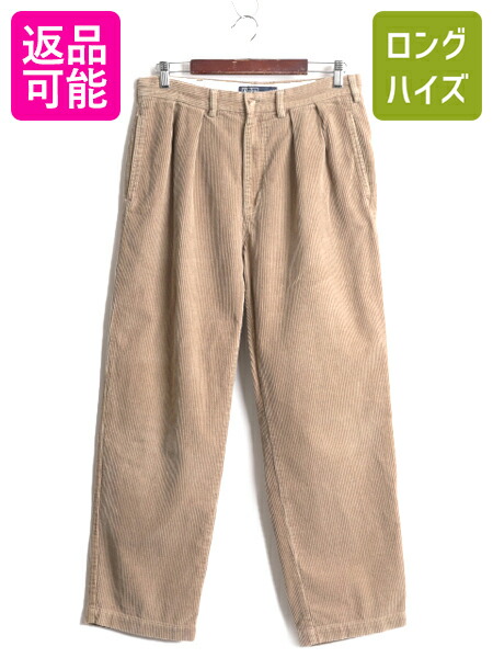 90s ポロ ラルフローレン 太畝 コーデュロイ パンツ メンズ 36 30 オールド ストレート スラックス ノータック コーズ アーミー タイプ 茶