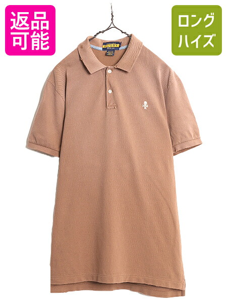 【4/20 777円OFFクーポン×最大8倍】 ヴィンテージ 加工 ラグビー ラルフローレン 鹿の子 半袖 ポロシャツ メンズ L / 古着 ポロ RUGBY 半袖シャツ スカル 刺繍 ワンポイント 茶| 中古 髑髏 ドクロ POLO RALPH LAUREN ラルフ 半袖ポロ 鹿の子ポロシャツ 半袖ポロシャツ カノ