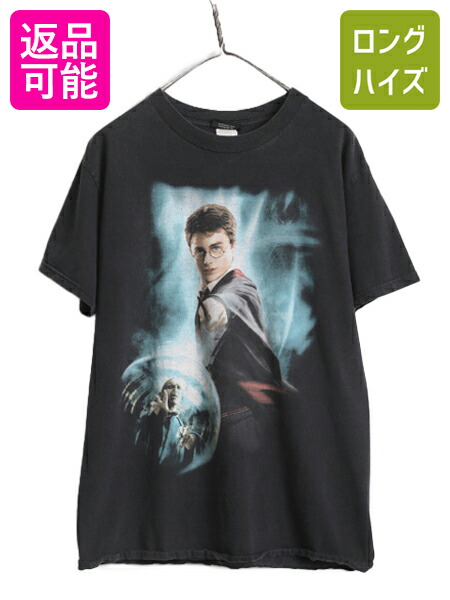 【4/14 25名様限定1000円OFFクーポン】 00s ★ ハリーポッター フォト イラスト プリント Tシャツ メンズ M 00年代 オールド Harry Potter ムービー 映画 オフィシャル 当時物 黒| キャラクター ブラック 古着 中古 00's グラフィック キャラ 半袖Tシャツ プリントTシャツ