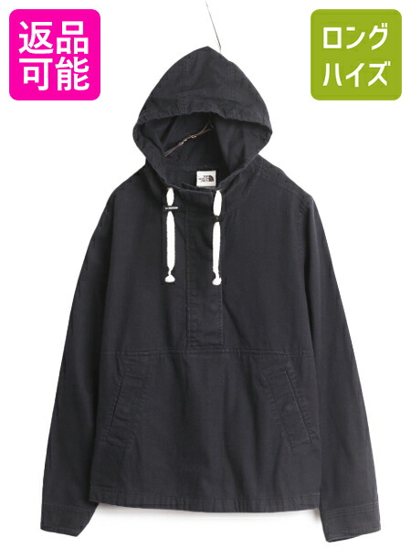 【4/12 24h限定777円OFFクーポン!】 US企画 ノースフェイス コットン アノラック フード ジャケット レディース L / The North Face プルオーバー パーカー アウトドア 黒 薄手| 古着 中古 日本未発売 ノース ブラック ジャンパー マンパ マウンテンパーカー ブルゾン ジャ