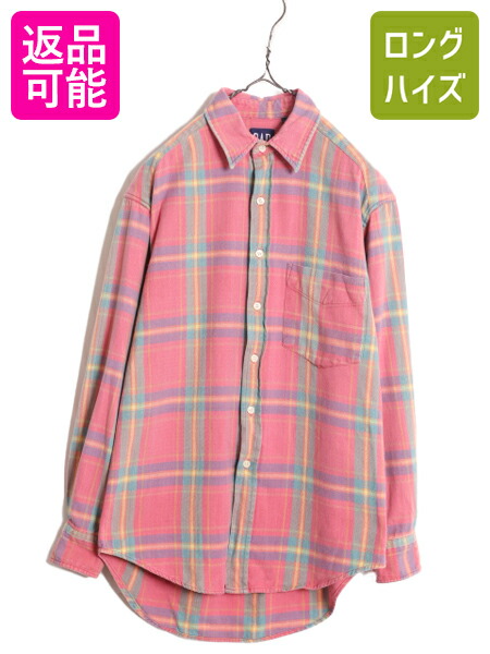old gap ネルシャツ オープンカラー 90s 90's 00's Old GAP Ombre Plaid Cotton Shirt Parka オールド