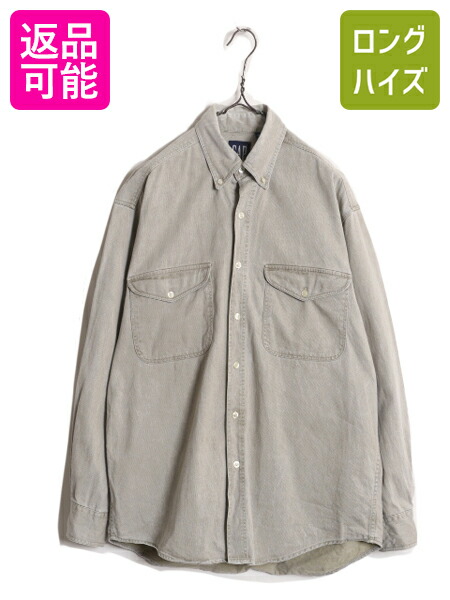 古着 00's オールド GAP リネン シャツ 墨黒 90～00s】Haggar リネンレーヨン 開襟シャツ ブラック グレー