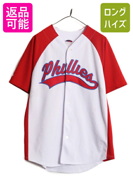 USA製 フィリーズ ベースボール シャツ メンズ XL 程/ MLB オフィシャル マジェスティック 大リーグ ユニフォーム ゲームシャツ 半袖シャツ 楽天市場】【8/15 24h限定777円OFFクーポン!】 MLB オフィシャル