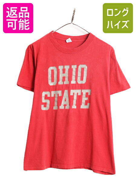 【7/23 400円OFFクーポン&times;ポイント5倍】 80s USA製 オハイオ 2段 カレッジ プリント Tシャツ メンズ L 古着 アルテックス ヴィンテージ ヘビーウェイト シングルステッチ コットン| 中古 80's ビンテージ アメリカ製 米国製 半袖Tシャツ プリントTシャツ カットソー クルー｜古着ヴィンテージショップLong his