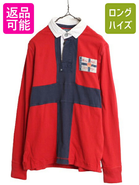 【4/12 24h限定777円OFFクーポン!】 90s ポロ ラルフローレン 長袖 ラガー シャツ メンズ S 90年代 オールド ラグビーシャツ 長袖シャツ ワンポイント ヘビーウェイト ツートン| 古着 中古 90's POLO RALPH LAUREN ラルフ ラグビー ラガーシャツ ポロシャツ コットンシャツ