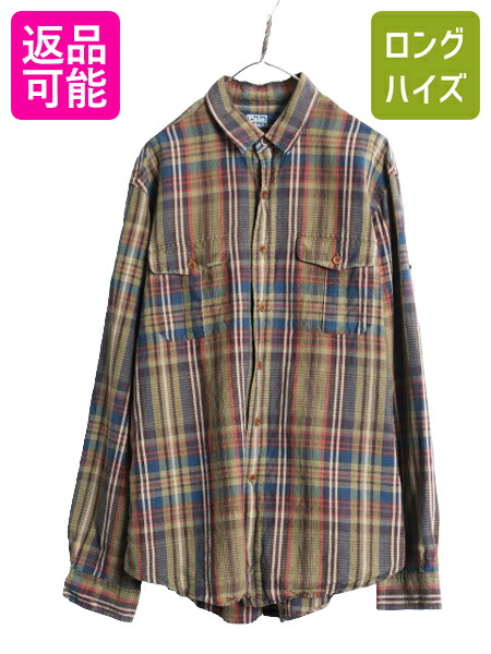 90s ポロ ラルフローレン チェック 長袖 シャツ メンズ S 古着 90年代 オールド ポニー無し ポケット付き 薄手 ワークシャツ マルチカラー main image 0