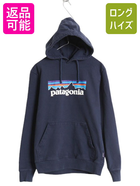 20年製 パタゴニア プリント スウェット フード パーカー メンズ S 古着 Patagonia トレーナー プルオーバー ストレッチ アウトドア 裏起毛| 中古 スエット プリントパーカー ロゴパーカー フードパーカー P-6 アップライザル フィッツロイ フーディ ヘビーウェイト ネイビー