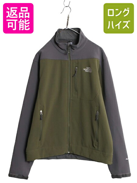 【7/24 400円OFFクーポン×P5倍】 US企画 ノースフェイス APEX ソフトシェル ジャケット メンズ M / The North face アウトドア ストレッチ 裏 フリース フルジップ ブルゾン| 古着 中古 日本未発売 エイペックス ジャンパー ハイネック ストレッチ ジップアップ ワンポイン|古着ヴィンテージショップLong his