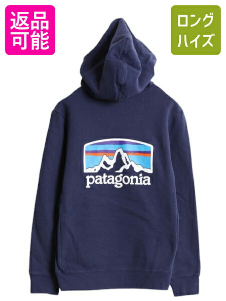 パタゴニア プリント スウェット フード パーカー メンズ M レディース L 24年製 トレーナー プルオーバー 裏起毛 アウトドア シンプル 灰
