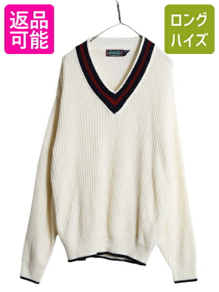 ラルフローレン チルデンニット Vネックセーター 90s 古着 古着通販 M☆古着 ラルフローレン 長袖 ブランド チルデン