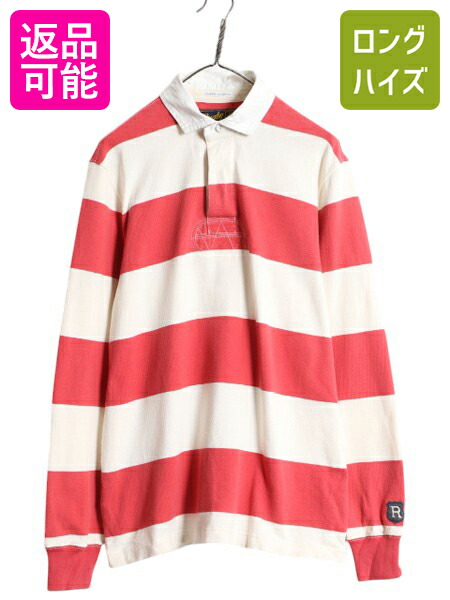 Ralph Lauren - ラグビー ラルフローレン ボーダー 半袖 ラガーシャツ  レディース M / ポロ ヴィンテージ ダメージ 加工 ポロシャツ 半袖シャツ ボックス Ralph Lauren - ラグビー ラルフローレン ボーダー 半袖 ラガー
