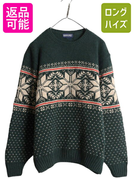 ランズエンド　90s メリノウール 長袖ニットポロシャツ 紺　L ゆるだぼ古着. LANDS'END】90's メリノウール 長袖ニットポロシャツ 紺 L | RE