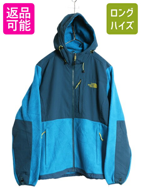 ノースフェイス フード付き デナリ ジャケット レディース XL / The North Face DENALI フリース ナイロン パーカー フルジップ ブルゾン| 古着 中古 ノース 大きいサイズ フリースジャケット デナリジャケット ジャンパー ジップアップ ポーラテック ツートン フード 青｜古着ヴィンテージショップLong his
