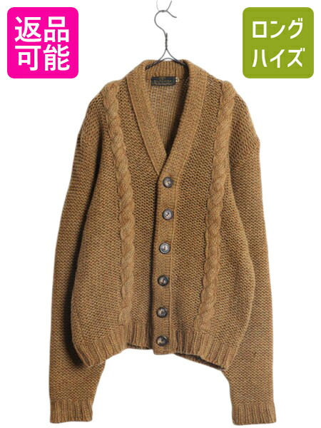 【4/15 25名様限定1000円OFFクーポン】 60s シェットランド ウール ニット カーディガン メンズ M / 古着 ヴィンテージ セーター ケーブル 羽織り 重ね着 無地 茶 ミックスカラー| 中古 60年代 60's ビンテージ ニットカーディガン 二ットセーター 長袖ニット 長袖セーター
