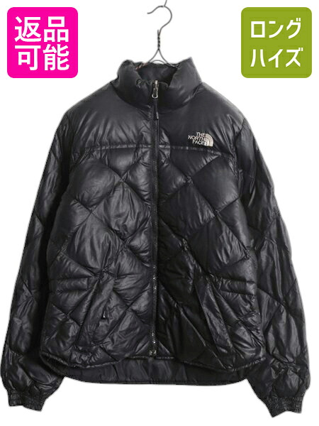 90s ノースフェイス ナイロン ダウン ジャケット レディース S 古着 オールド The North Face 600フィル ジャンパー キルティング ブラック| 中古 90's 90年代 ノース アウトドア 黒 フルジップ ダウンジャケット ナイロンジャケット ブルゾン ハイネック ワンポイント USED｜古着ヴィンテージショップLong his