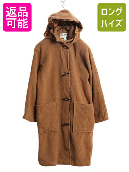 90s USA製 エルエルビーン ウール ロング コート　ヴィンテージ 古着 90's L.L.Bean エルエルビーン 旧タグ ネイビー ナイロン ステン