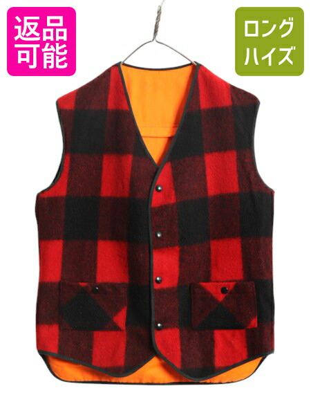70s Woolrichウールリッチ リバーシブル ベスト M 古着 USA製 70s USA製 ウールリッチ リバーシブル ベスト メンズ M / 古着
