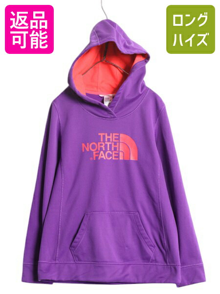 【4/18 ご愛顧感謝デーポイントUP!】 ノースフェイス プリント スウェット フード パーカー レディース L 古着 The North Face ジャージ 素材 ストレッチ プルオーバー ツートン| 中古 裏 フリース トレーナー アウトドア スエット フードパーカー スウェットパーカー ロゴ