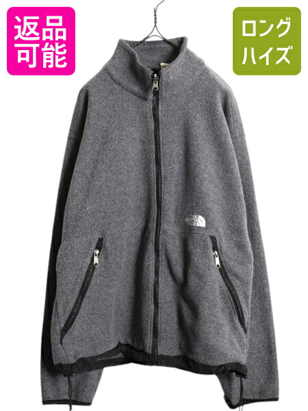 【4/16 マラソン限定クーポン×P5倍!】 90s ノースフェイス フルジップ フリース ジャケット メンズ L オールド The North Face アウトドア ブルゾン ワンポイント 2トーン 灰 黒 | 古着 中古 90's 90年代 フリースジャケット ジャンパー ハイネック ジップアップ ポケット