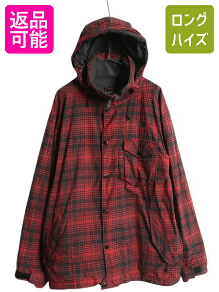 【4/12 24h限定777円OFFクーポン!】 US企画 ノースフェイス HYVENT マウンテンパーカー ジャケット メンズ L / アウトドア チェック フード ナイロン ブルゾン スキー ウエア| 古着 中古 日本未発売 The North Face CRYPTIC ナイロンジャケット フルジップ ハイネック ジャ