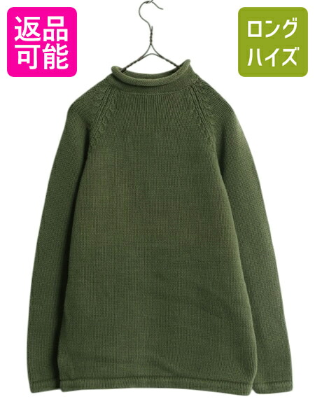 90s J.CREW ジェイクルー 巨人タグ ロールネックセーター ニット 緑 90s J.CREW ロールネックウールセーター 巨人タグ ニット 緑 L