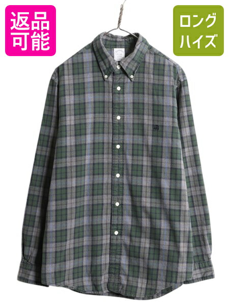 【4/12 24h限定777円OFFクーポン!】 ブルックスブラザーズ チェック ボタンダウン シャツ メンズ L / 古着 ポロ コットン 長袖シャツ BD ワンポイント ロゴ刺繍 マルチカラー| 中古 Brooks Brothers チェックシャツ コットンシャツ ボタンダウンシャツ カジュアルシャツ BD