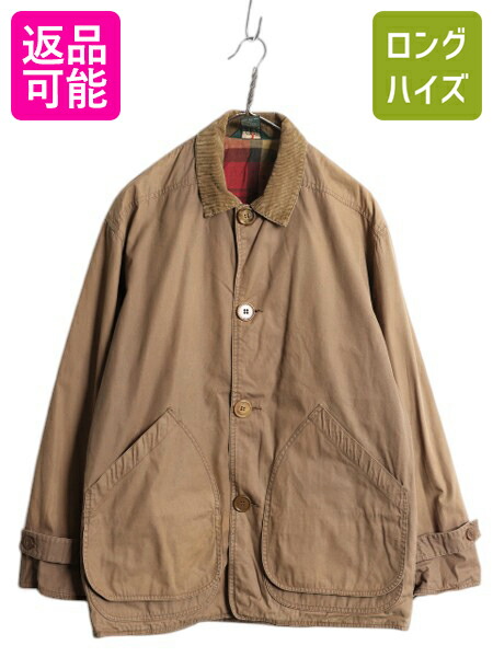 【7/24 400円OFFクーポン×ポイント5倍】 90s ジェイクルー オイルド コットン ハンティング ジャケット メンズ S / オールド JCREW 巨人タグ チェック ライナー付き カバーオール| 古着 中古 90's 90年代 Jクルー 旧タグ ワックスド オイルドジャケット ジャンパー ブルゾ|古着ヴィンテージショップLong his