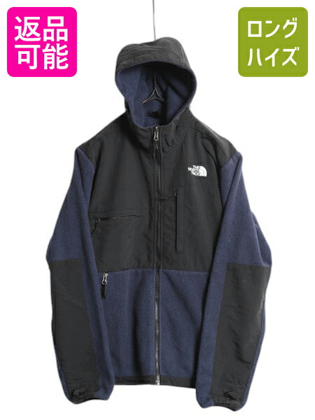 【7/24 400円OFFクーポン×ポイント5倍】 ノースフェイス フード付き デナリ ジャケット メンズ S The North Face DENALI フリース ナイロン パーカー ジャンパー ブルゾン ツートン| 古着 中古 黒 ブラック ネイビー アウトドア フリースジャケット デナリジャケット ジッ|古着ヴィンテージショップLong his