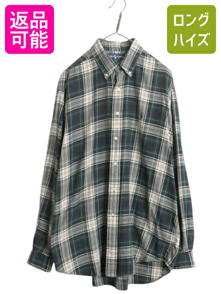 美品 90s POLO Ralph Lauren長袖BDシャツ チェック グレー 楽天市場】90s ラルフローレン チェック 長袖 ボタンダウン