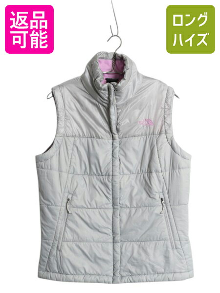 【7/22 400円OFFクーポン×ポイント5倍】 ノースフェイス 中綿 ナイロン ベスト レディース L 古着 The North Face アウトドア 重ね着 前開き ハイネック フルジップ パッカブル 灰| 中古 キルティング ナイロンベスト 中綿ベスト ノースリーブ ジレ ジップアップ ワンポイ|古着ヴィンテージショップLong his